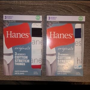 Hanes Women's Cotton Stretch Thongs - Red, White, Blue